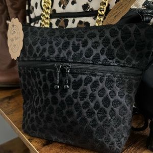 Maruka Design Bag, Crossbody, Black with Subtle Animal Print *LIKE NEW*